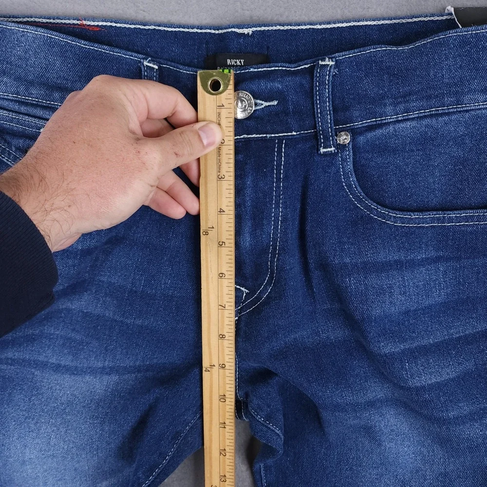 True Religion Ricky Straight Jeans Mens‎ 32x34 Blue Flap Pocket Y2K Streetwear